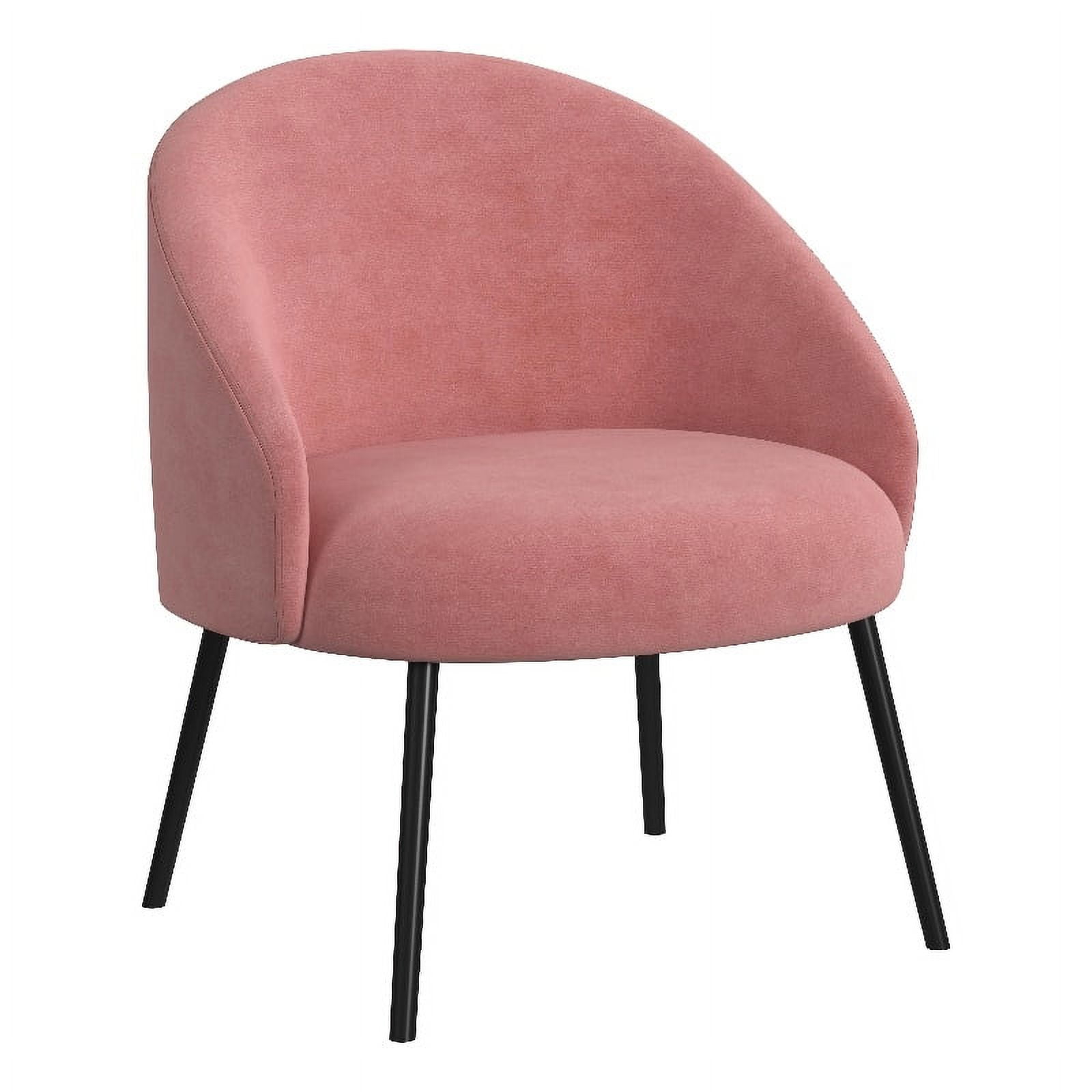 Blush Pink Velvet Modern Accent Chair with Metal Legs