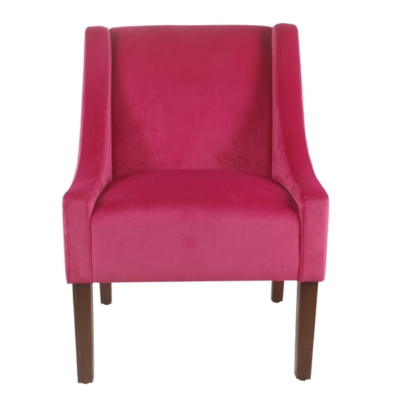 HomePop Modern Velvet Swoop Arm Accent Chair, Pink