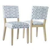 HomePop Open Back Dining Chair, Set of 2, Blue Ikat Medallion Print