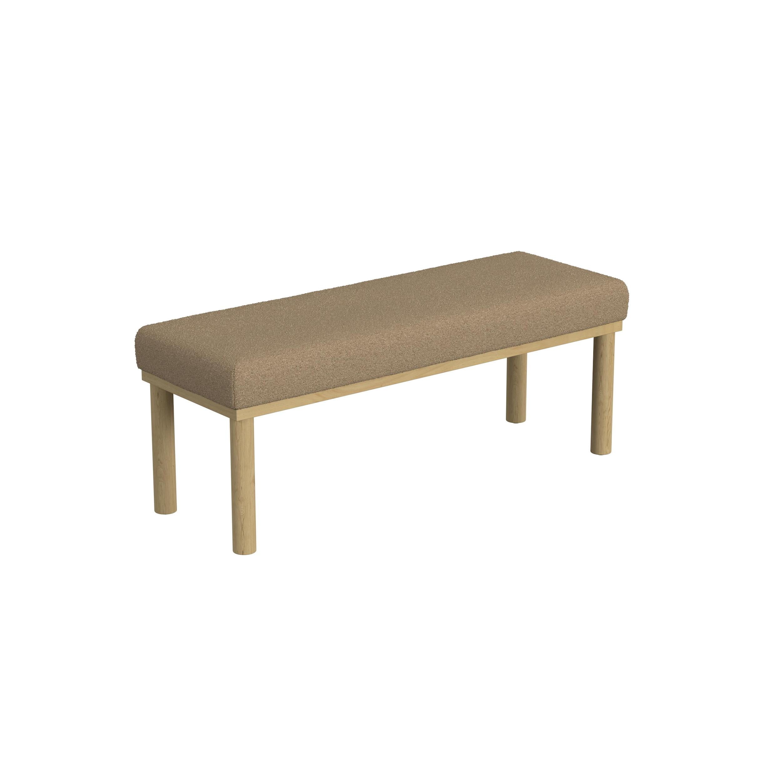 Oslo Natural Wood and Brown Boucle Upholstered Bench