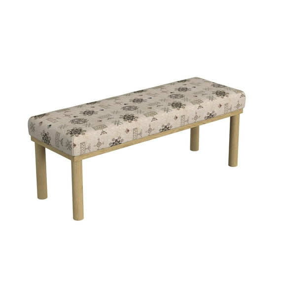HomePop Oslo Upholstered Bench, 47.5"W x 16.5"D x 18"H, Cream Global Pattern/Natural