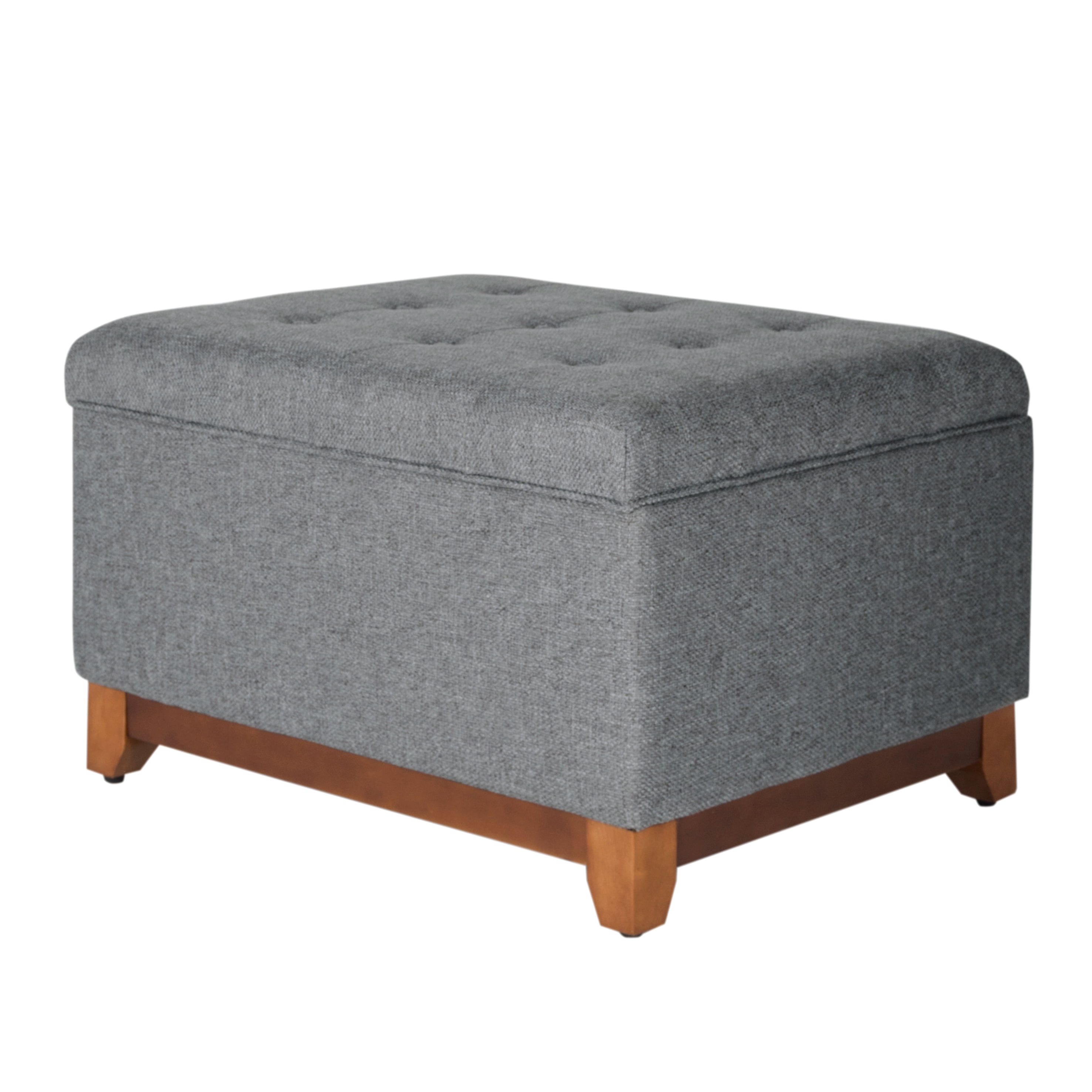HomePop Oversized Square Storage Ottoman with Wood Apron, Multiple