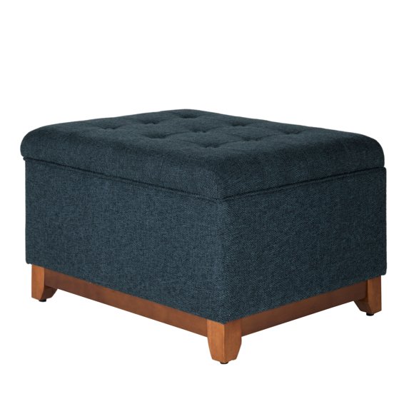 HomePop Oversized Square Storage Ottoman with Wood Apron, Multiple Colors