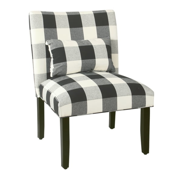 HomePop Parker Accent Chair and Pillow, Black Plaid