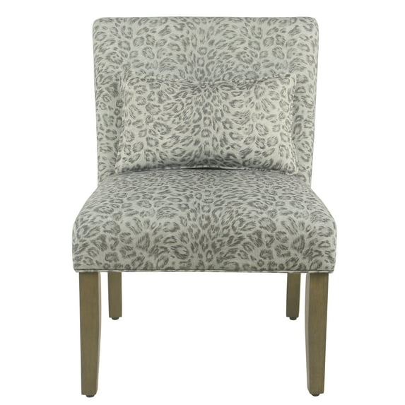 HomePop Parker Accent Chair and Pillow - Cheetah Print Graywash