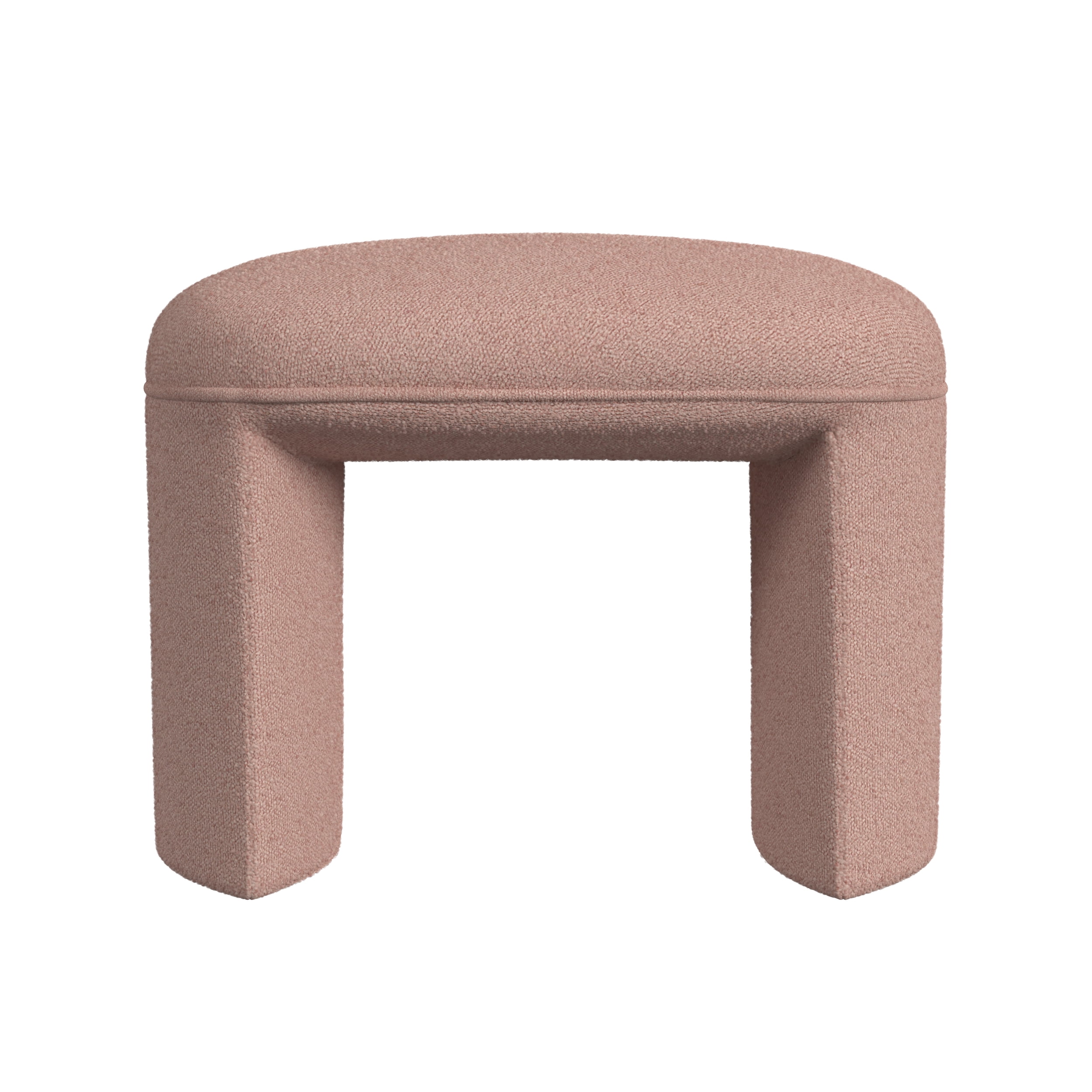 HomePop Quinn Upholstered Ottoman, Pink Boucle