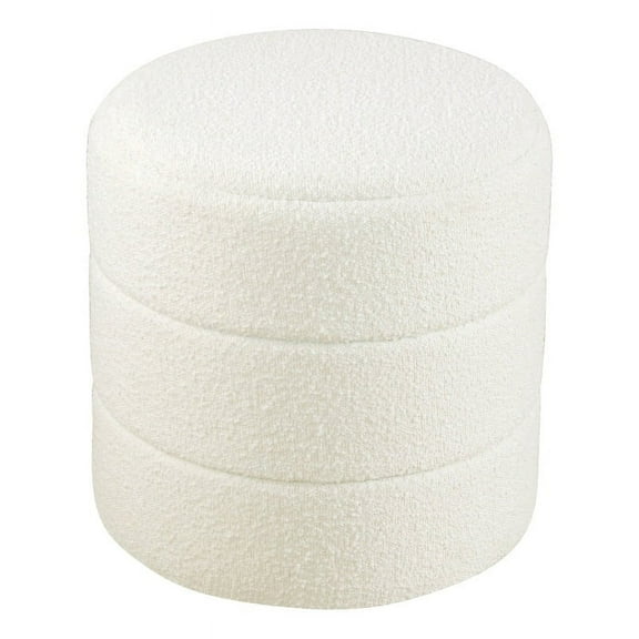 HomePop Upholstered Round Ottoman - Cream Boucle