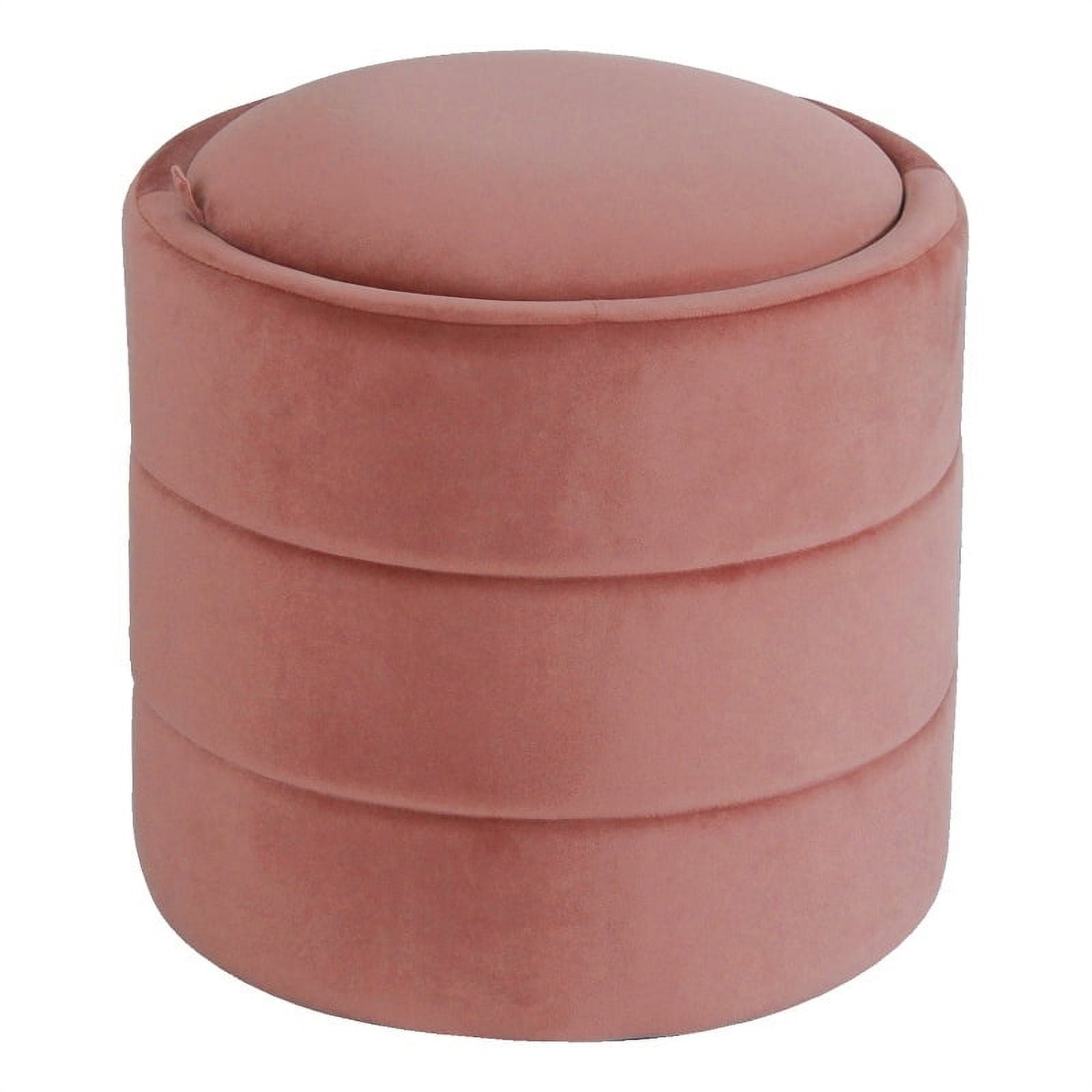 Blush Velvet Round Tufted Storage Ottoman