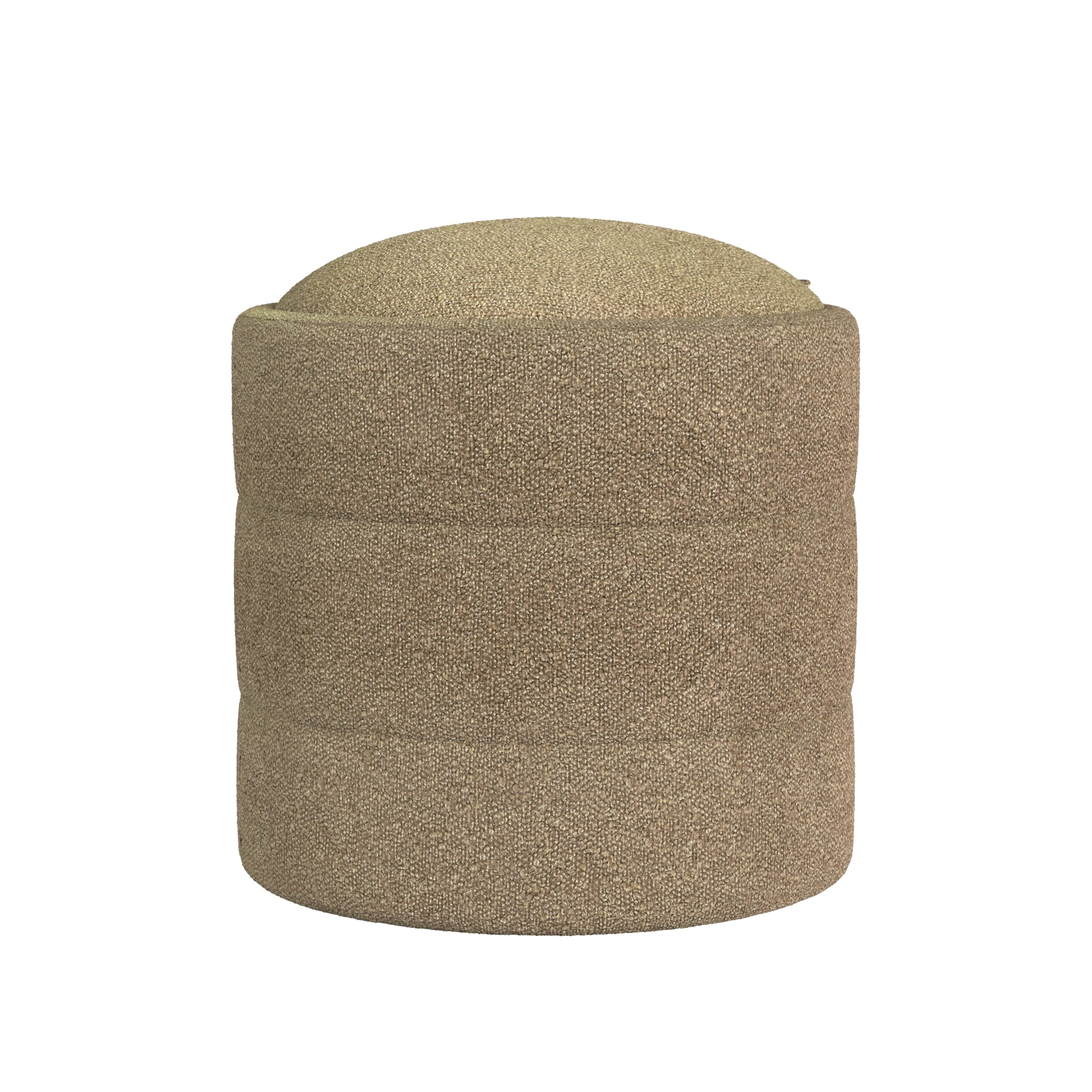 HomePop Round Storage Ottoman, Brown Boucle