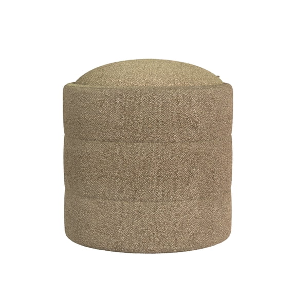 HomePop Round Storage Ottoman, Brown Boucle