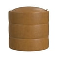 thumbnail image 1 of HomePop Round Storage Ottoman, Carmel Faux Leather, 1 of 7