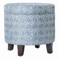 thumbnail image 1 of HomePop Round Storage Ottoman, Indigo Print, 1 of 11