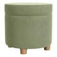 thumbnail image 1 of HomePop Round Storage Ottoman, Light Sage Green Velvet, 1 of 6