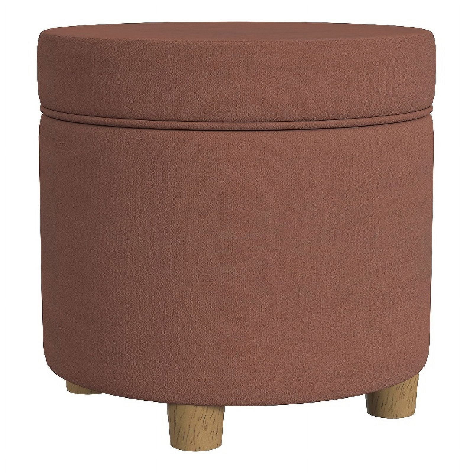 HomePop Round Storage Ottoman, Spice Velvet