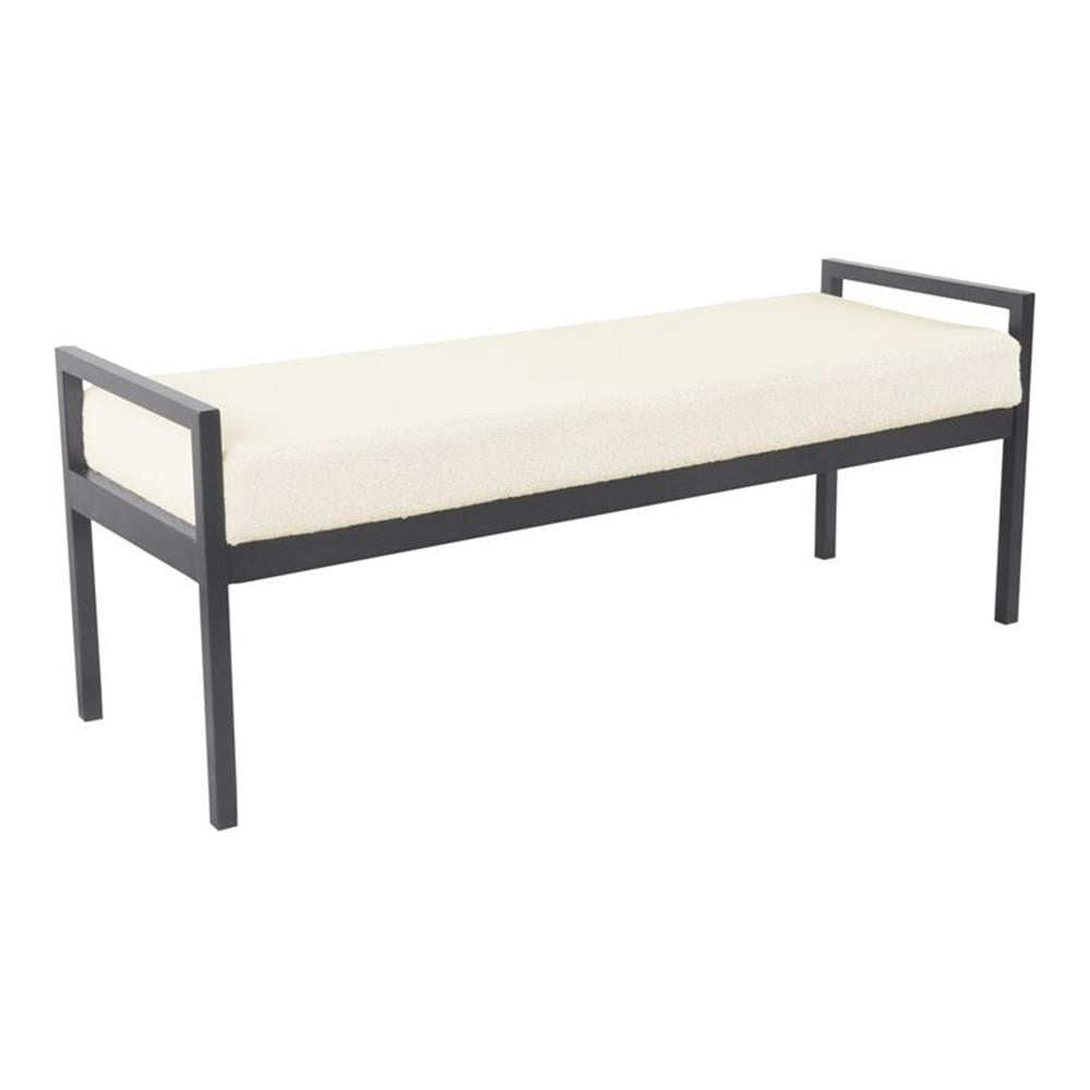 Cream Sherpa Upholstered Metal Bedroom Bench
