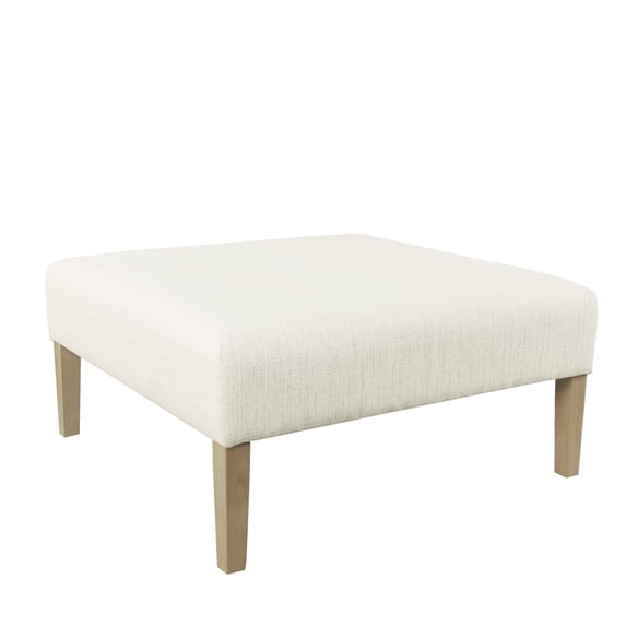 HomePop Square Coffee Table Ottoman – Stain-Resistant Cream Woven