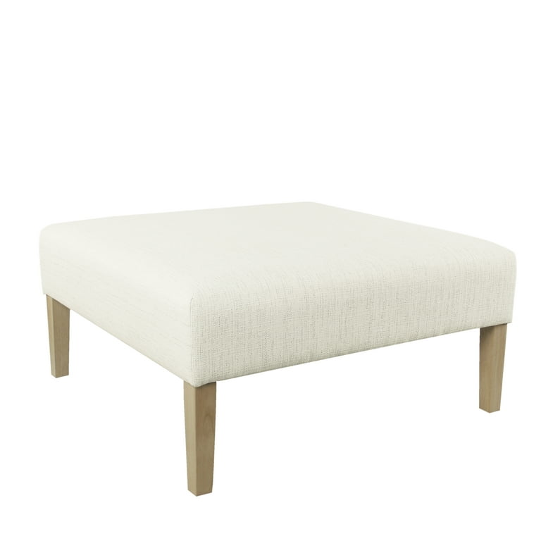 HomePop Square Coffee Table Ottoman Stain Resistant Cream Woven