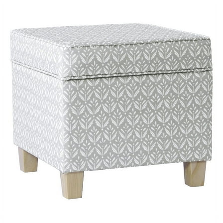 HomePop Square Storage Ottoman, Light Gray Print