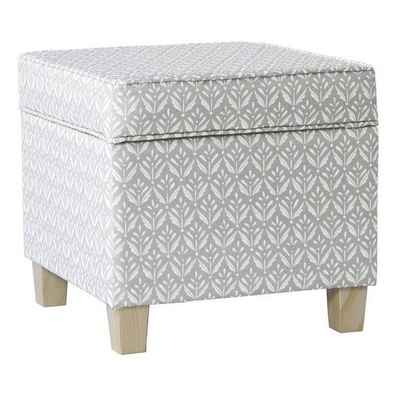 HomePop Square Storage Ottoman, Light Gray Print