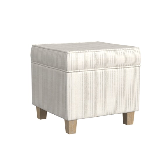 HomePop Square Storage Ottoman, Marigold Pinstripe