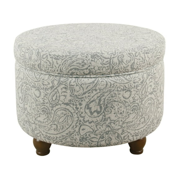 HomePop Storage Ottoman, Gray Floral