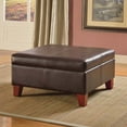 thumbnail image 1 of HomePop Transitional Faux Leather Storage Ottoman in Brown Finish, 1 of 13