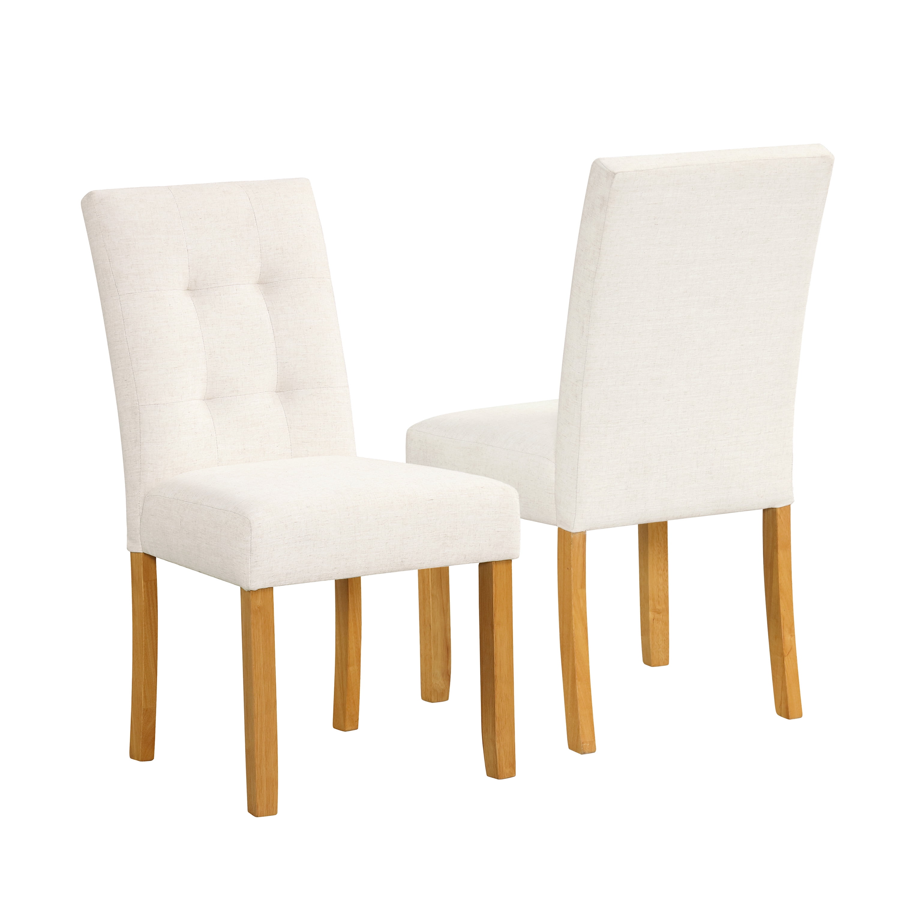 Ivory Linen Upholstered Tufted Parsons Side Chair Set