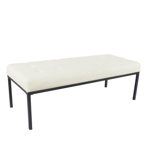 HomePop Tufted Metal Bench - Stain-Resistant Cream Woven