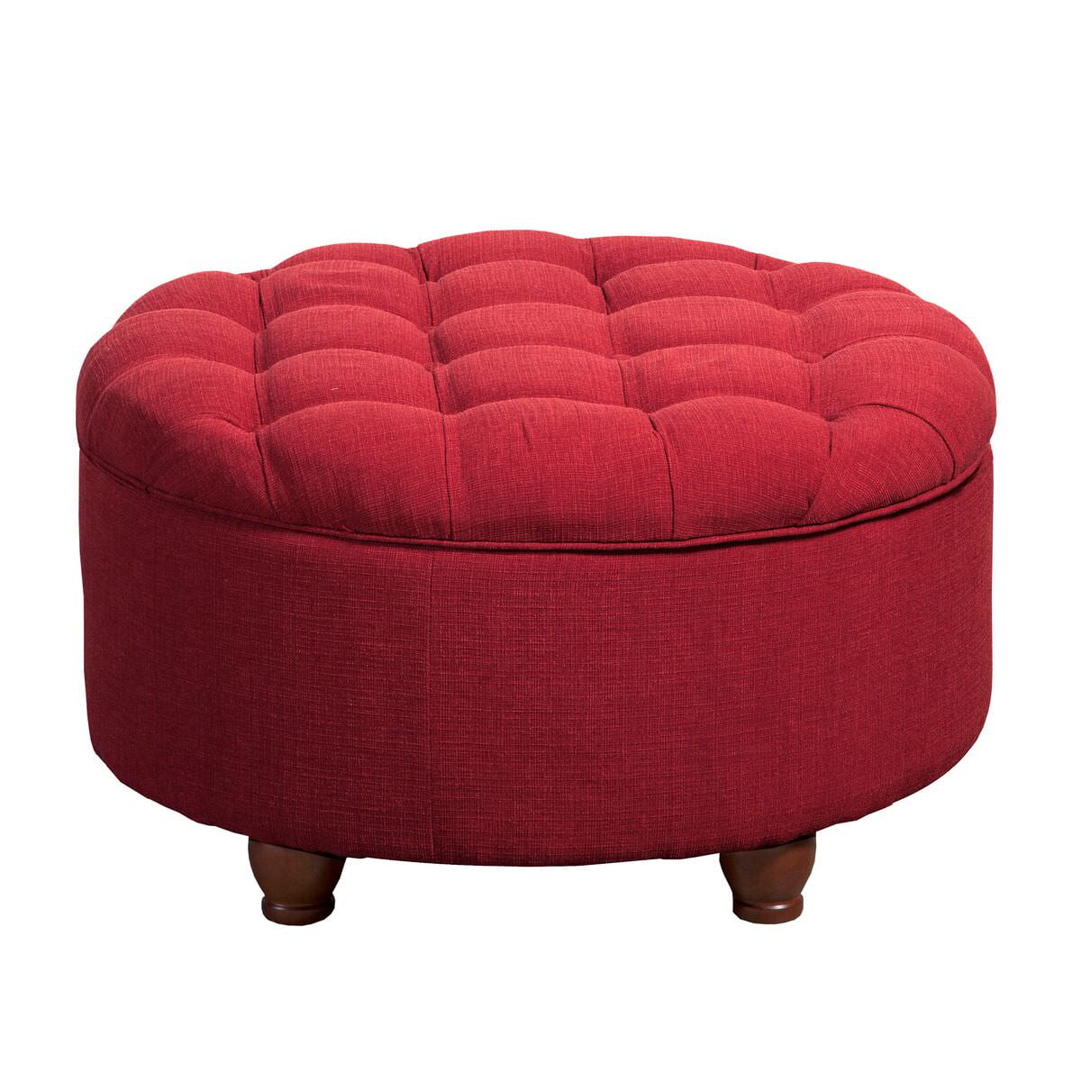 HomePop Tufted Round Cocktail Storage Ottoman, Red Textured Fabric - Walmart.com
