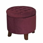 HomePop Tufted Round Ottoman with Storage, Red