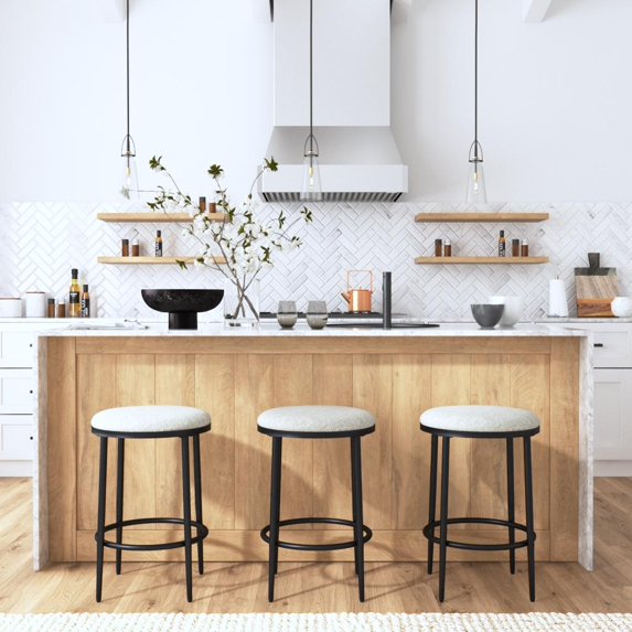 HomePop Upholstered Metal Barstool