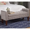 thumbnail image 1 of HomePop Velvet Tufted Storage Bench and Settee, Light Gray, 1 of 4