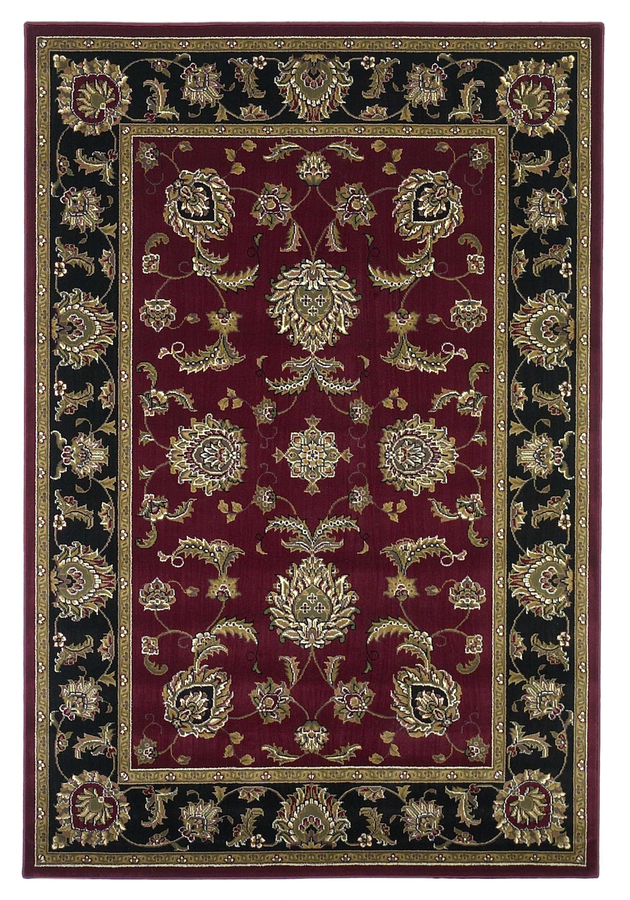 Red and Black Medieval Tufted Synthetic Area Rug 2' x 3'