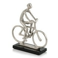 thumbnail image 1 of 10" Silver and Black Marble Aluminum Man on Bike Sculpture, 1 of 5