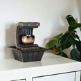 thumbnail image 1 of 10" Brown Textured Polyresin Tabletop Fountain with LED Light, 1 of 7