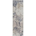 thumbnail image 1 of 10' Tan And Blue Abstract Power Loom Distressed Runner Rug, 1 of 8