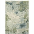 thumbnail image 1 of 10' X 13' Blue Green Grey And Ivory Abstract Power Loom Stain Resistant Area Rug, 1 of 5