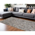 thumbnail image 1 of 10' X 13' Taupe Gray And Blue Geometric Hand Woven Stain Resistant Area Rug With Fringe, 1 of 10