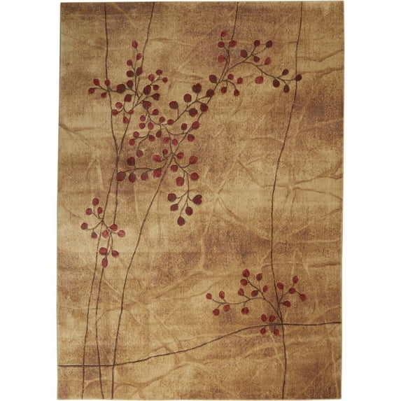 10' x 14' Brown Floral Power Loom Area Rug