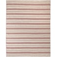 thumbnail image 1 of 10' X 14' Red And Ivory Striped Dhurrie Hand Woven Stain Resistant Area Rug, 1 of 5