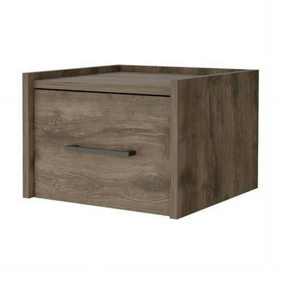 HomeRoots 10 in. One Drawer Faux Wood Floating Nightstand, Brown