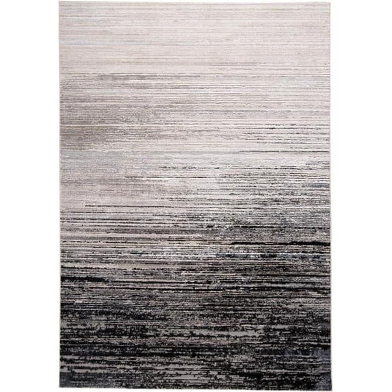 HomeRoots 10 x 13 ft. Black & Dark Gray Abstract Stain Resistant Rectangle Area Rug - Beige and Black
