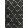 thumbnail image 1 of HomeRoots  10 x 13 ft. Geometric Shag Power Loom Stain Resistant Rectangle Area Rug - Charcoal & Grey, 1 of 1