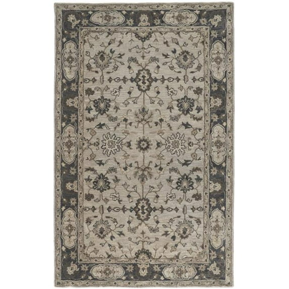 HomeRoots 10 x 13 ft. Gray Ivory & Taupe Wool Floral Hand Tufted Handmade Stain Resistant Rectangle Area Rug