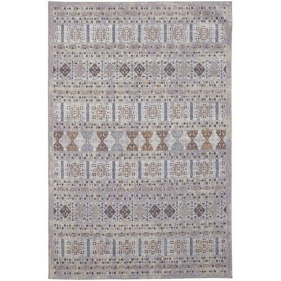 10' X 13' Orange Gray And White Geometric Power Loom Distressed Stain Resistant Area Rug