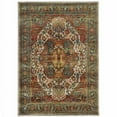 thumbnail image 1 of 10' X 13' Red Gold Orange Green Ivory Rust And Blue Oriental Power Loom Stain Resistant Area Rug, 1 of 5