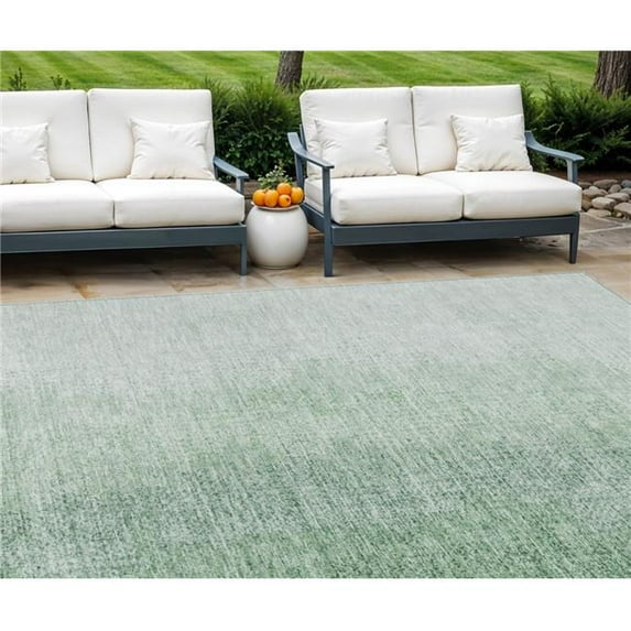 HomeRoots 588225 10 x 14 ft. Abstract Washable Indoor & Outdoor Rectangle Area Rug, Artichoke Green & Fern Green