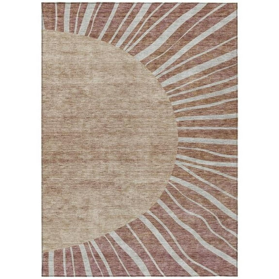 HomeRoots 580867 10 x 14 ft. Abstract Washable Indoor & Outdoor Rectangle Area Rug, Orange, Copper & Terra Cotta