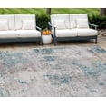 thumbnail image 1 of 10' X 14' Teal Blue Beige And Copper Abstract Washable Indoor Outdoor Area Rug, 1 of 5