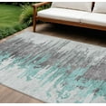 thumbnail image 1 of HomeRoots 582415 10 x 14 ft. Abstract Washable Indoor & Outdoor Rectangle Area Rug, Teal Blue, Charcoal & Silver, 1 of 5